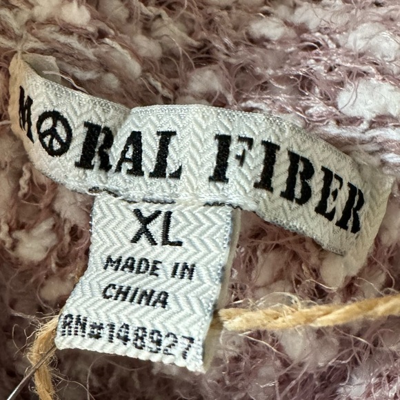 MORAL FIBER Sweater Womens Sz XL Mauve Chunky Preppy Open Knit Soft Turtle Neck - Picture 8 of 11